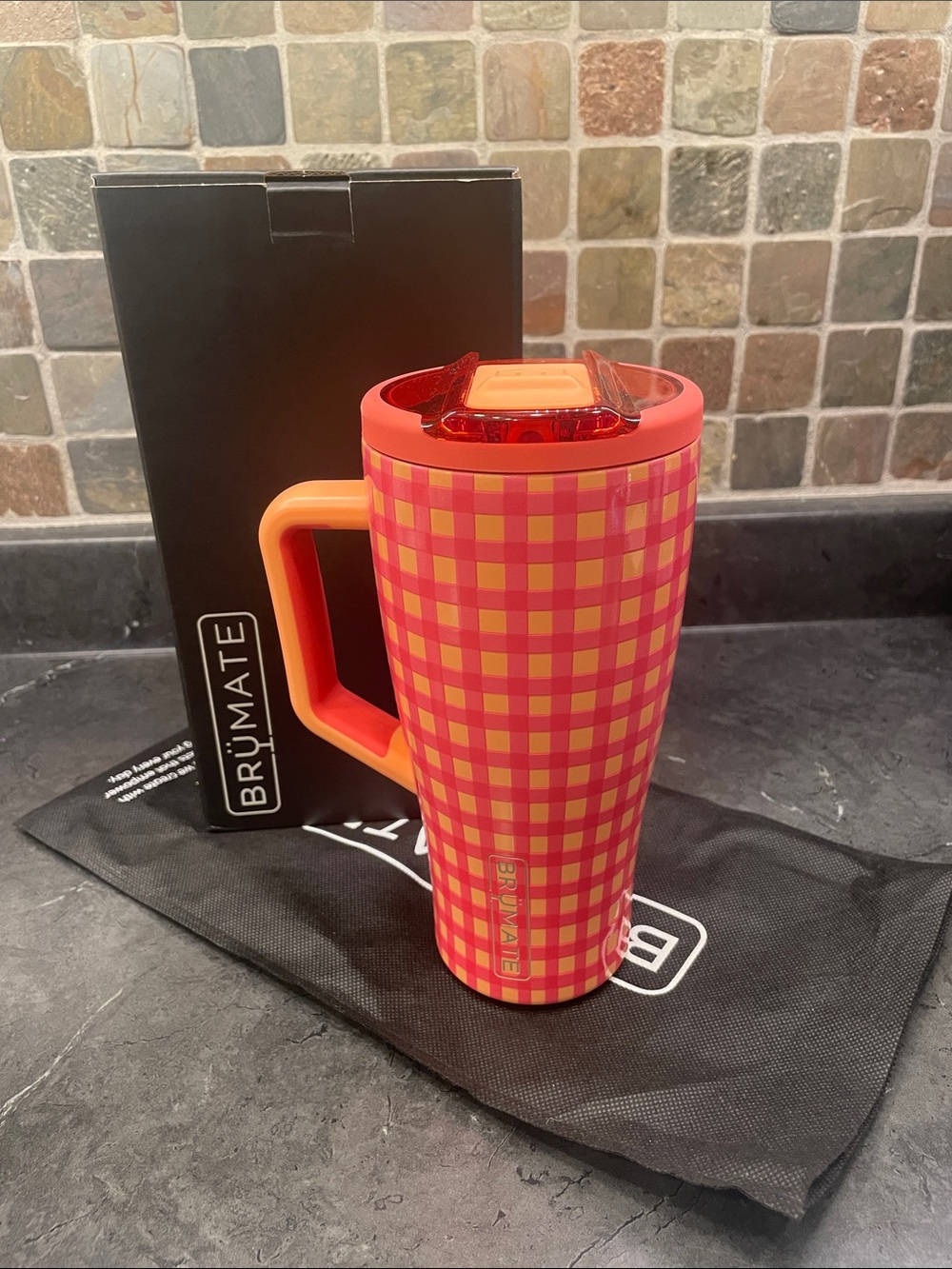 Brumate Peach Gingham 30oz Era Flip